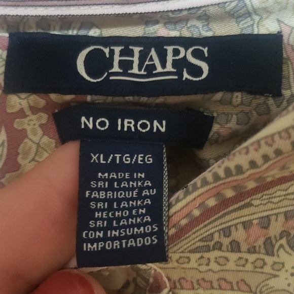 Chaps L tan paisley button down shirt - Picture 2 of 6